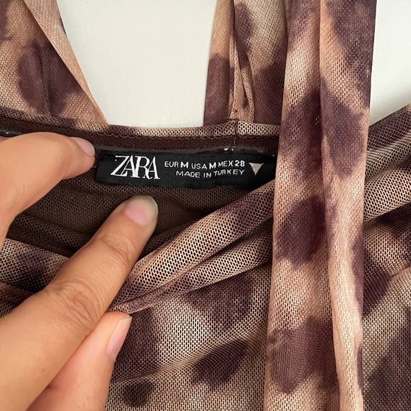 ZARA Leopard Print Mini Mesh Dress Size S/M - Picture 6 of 8
